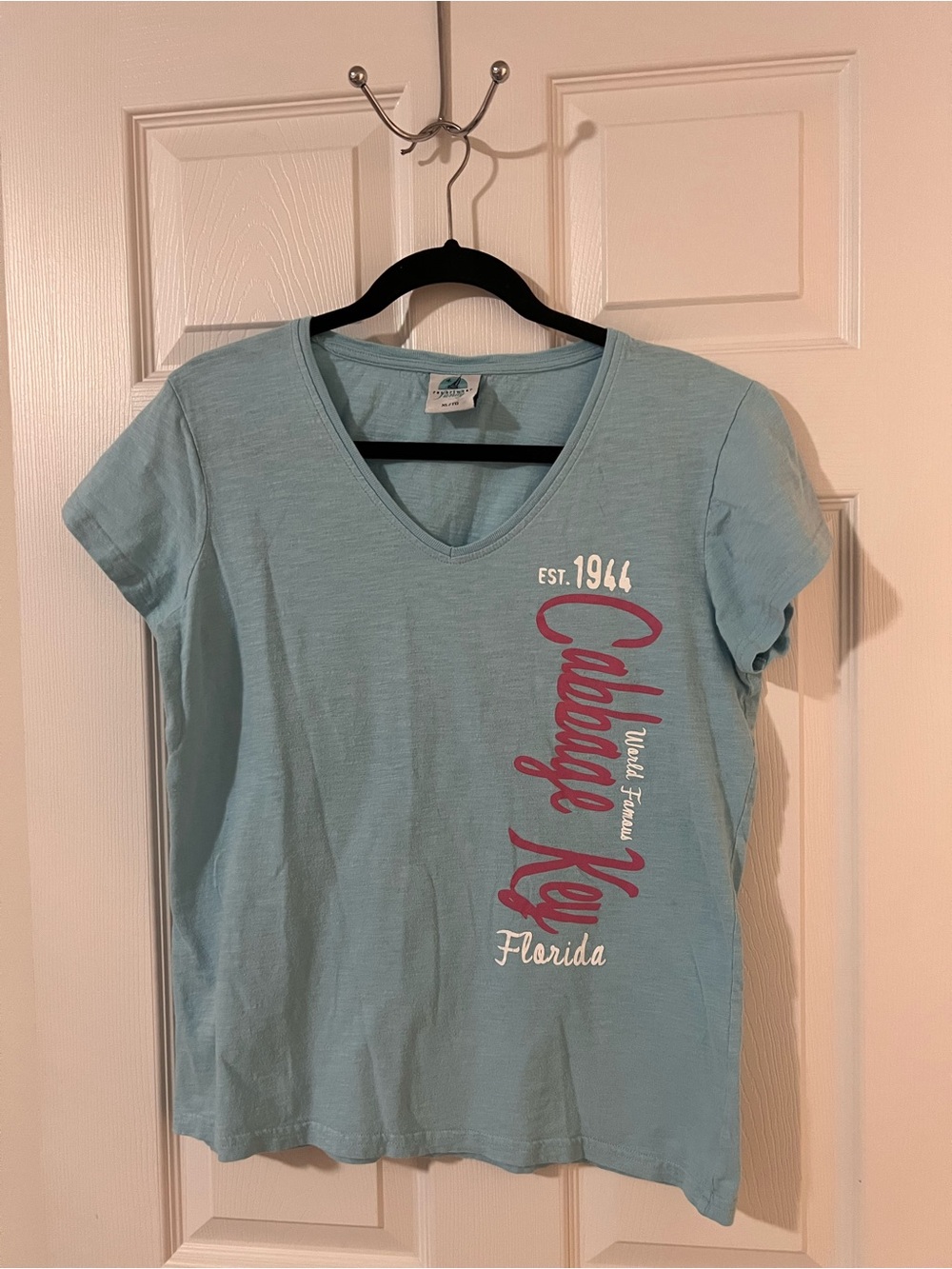 Cabbage Key Florida V-Neck Tee - Light Blue